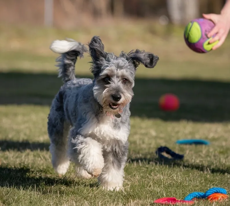 Blue-Merle-Mini Goldendoodle-Exercise