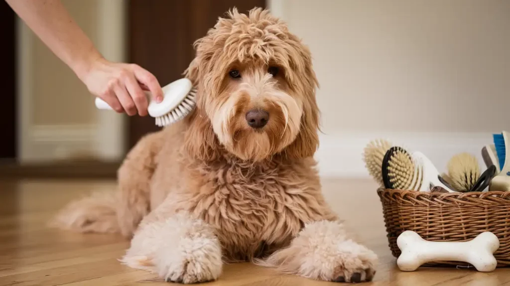 Goldendoodle-fur-brushing